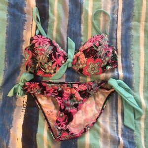 Floral Pink/Teal Venus Swim Suit Set- SZ C, 4